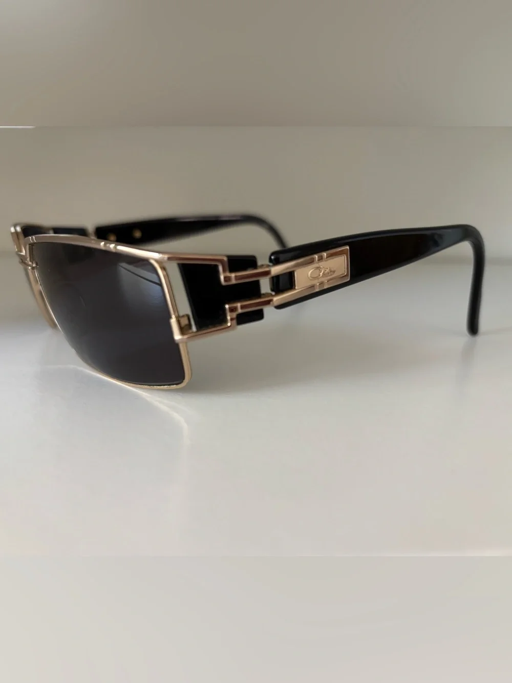 VINTAGE CAZAL Germany Mod 924 Col 302 Black Gold Rectangle Sunglasses  EUC